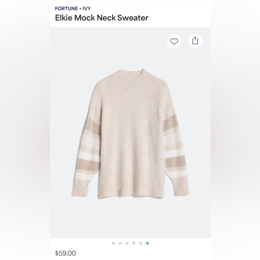 Elegant Beige Striped Turtleneck Sweater